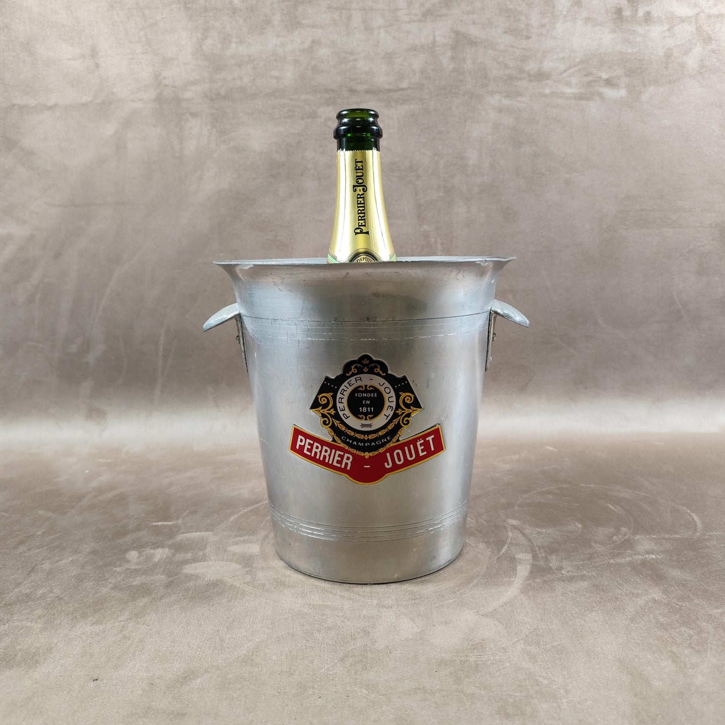 Seau à champagne Perrier-Jouët en aluminium  Vintage bistrot Années 1970