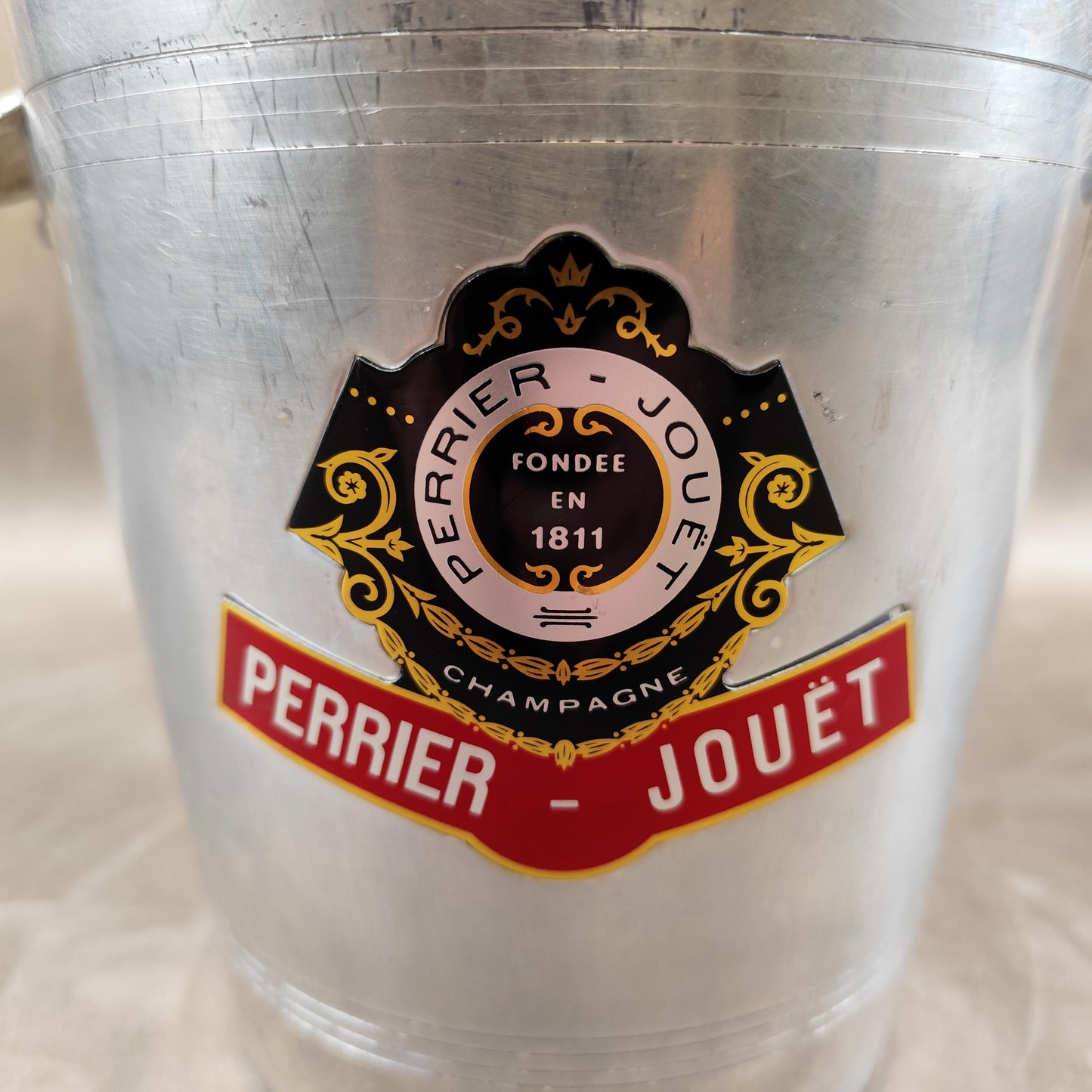 Seau à champagne Perrier-Jouët en aluminium  Vintage bistrot Années 1970