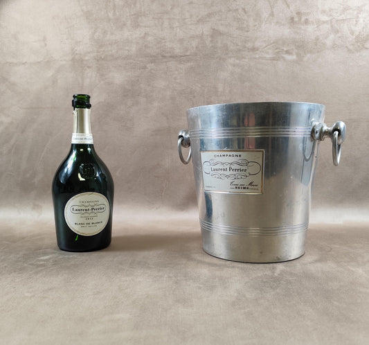 Seau à champagne Laurent Perrier vintage en aluminium Reims Années 1960