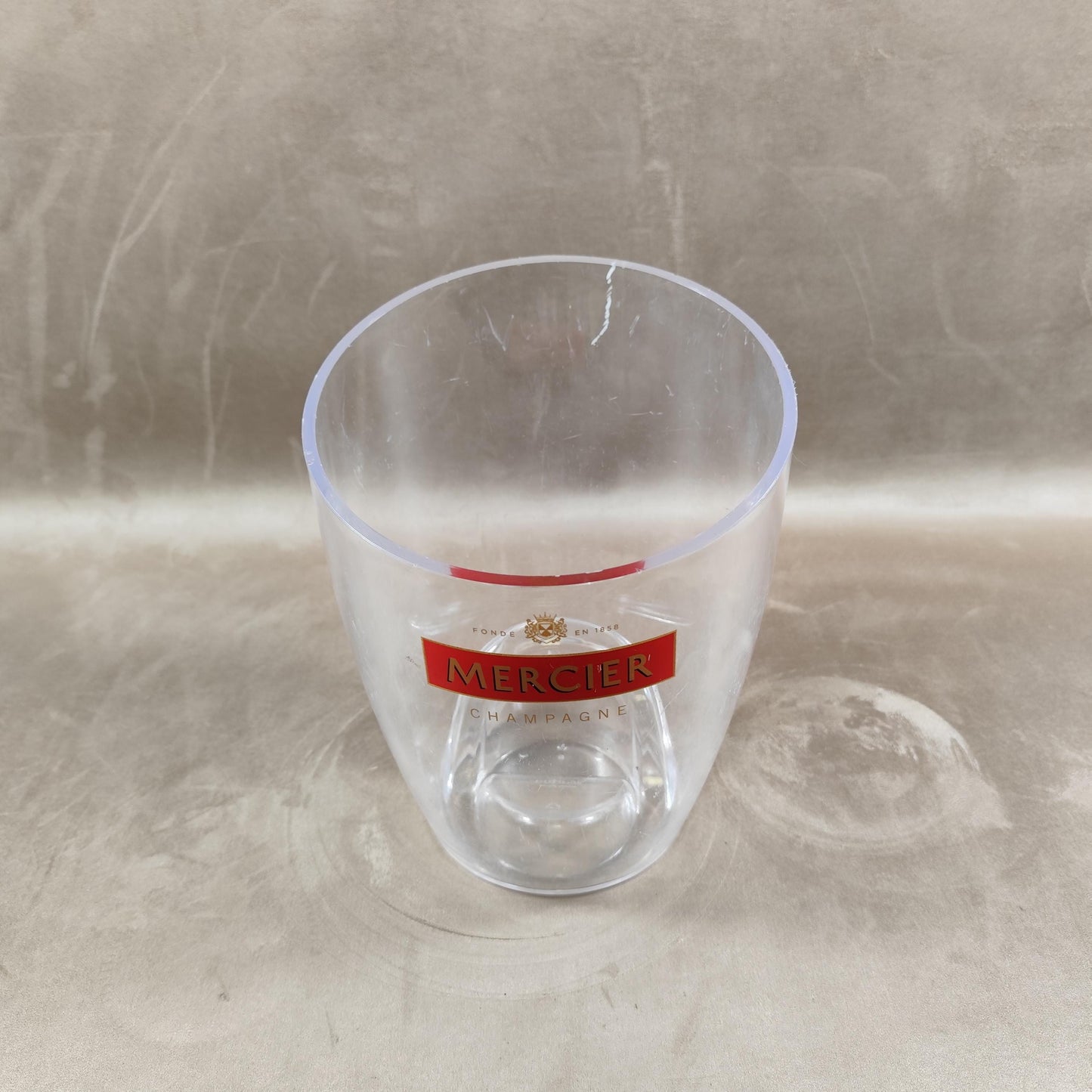 Seau à champagne Mercier en plastique transparent Seau publicitaire vintage