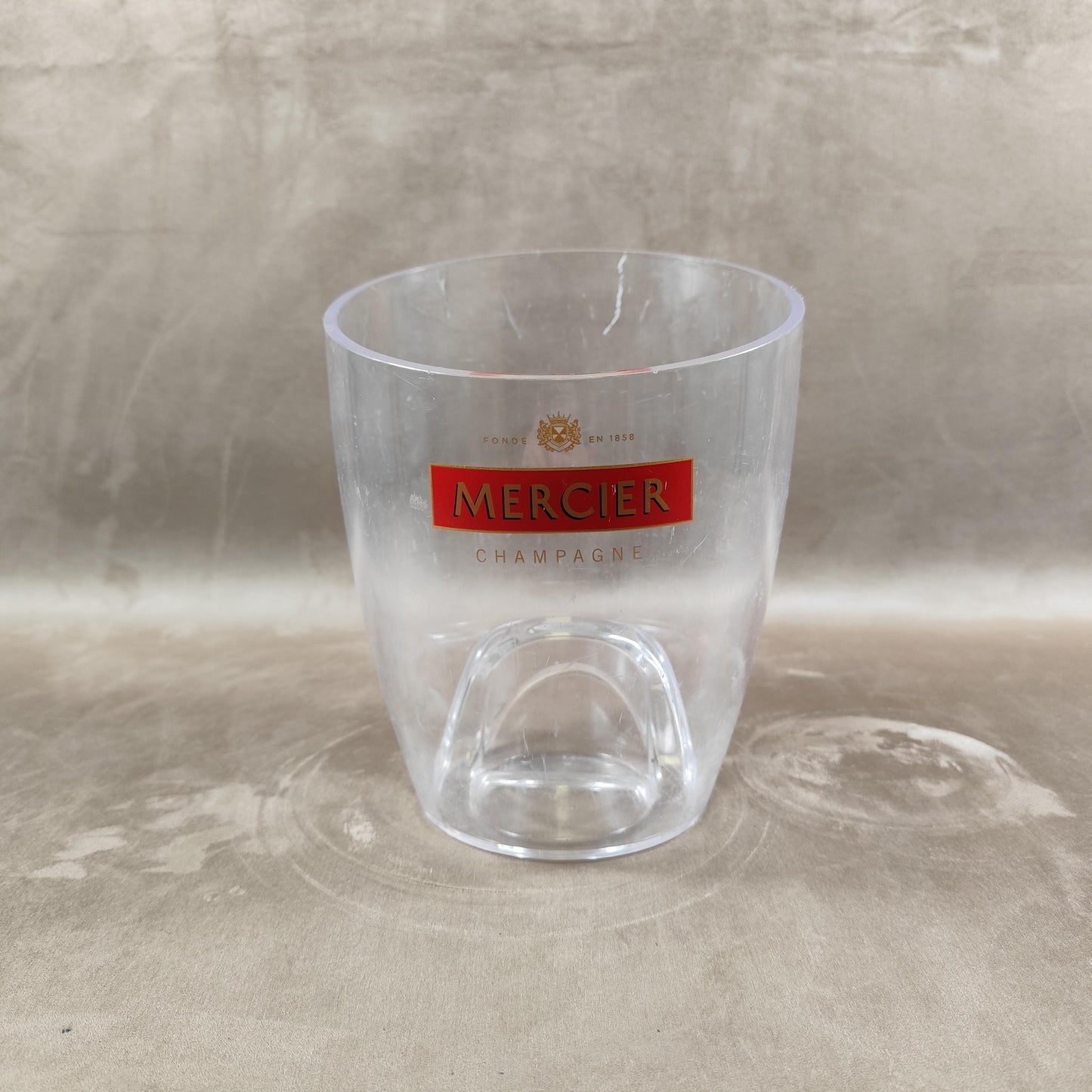 Seau à champagne Mercier en plastique transparent Seau publicitaire vintage