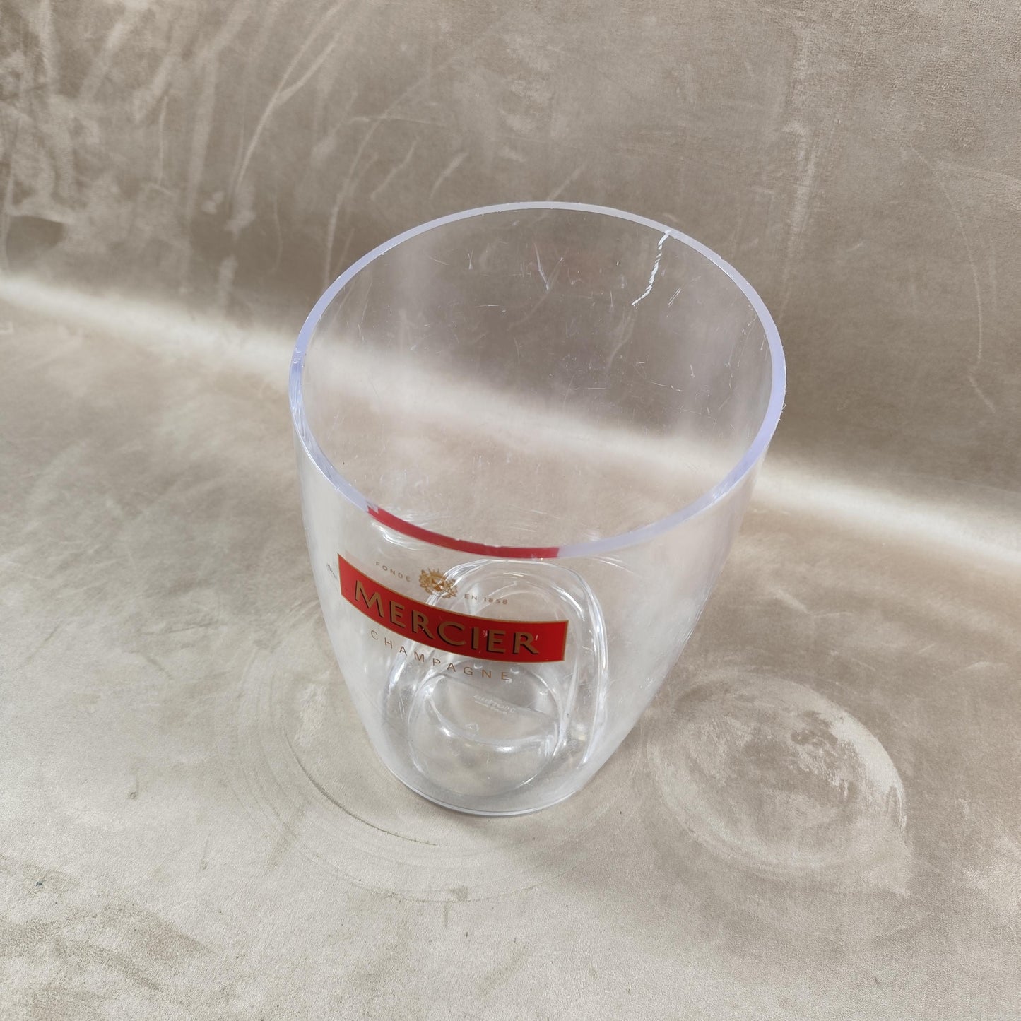 Seau à champagne Mercier en plastique transparent Seau publicitaire vintage