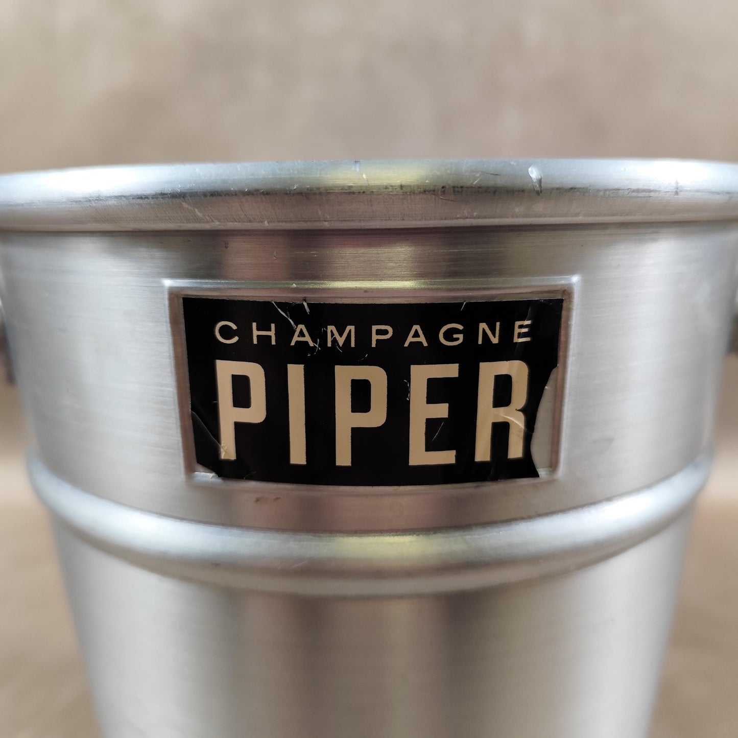 Seau à champagne Piper vintage en aluminium Seau publicitaire ancien