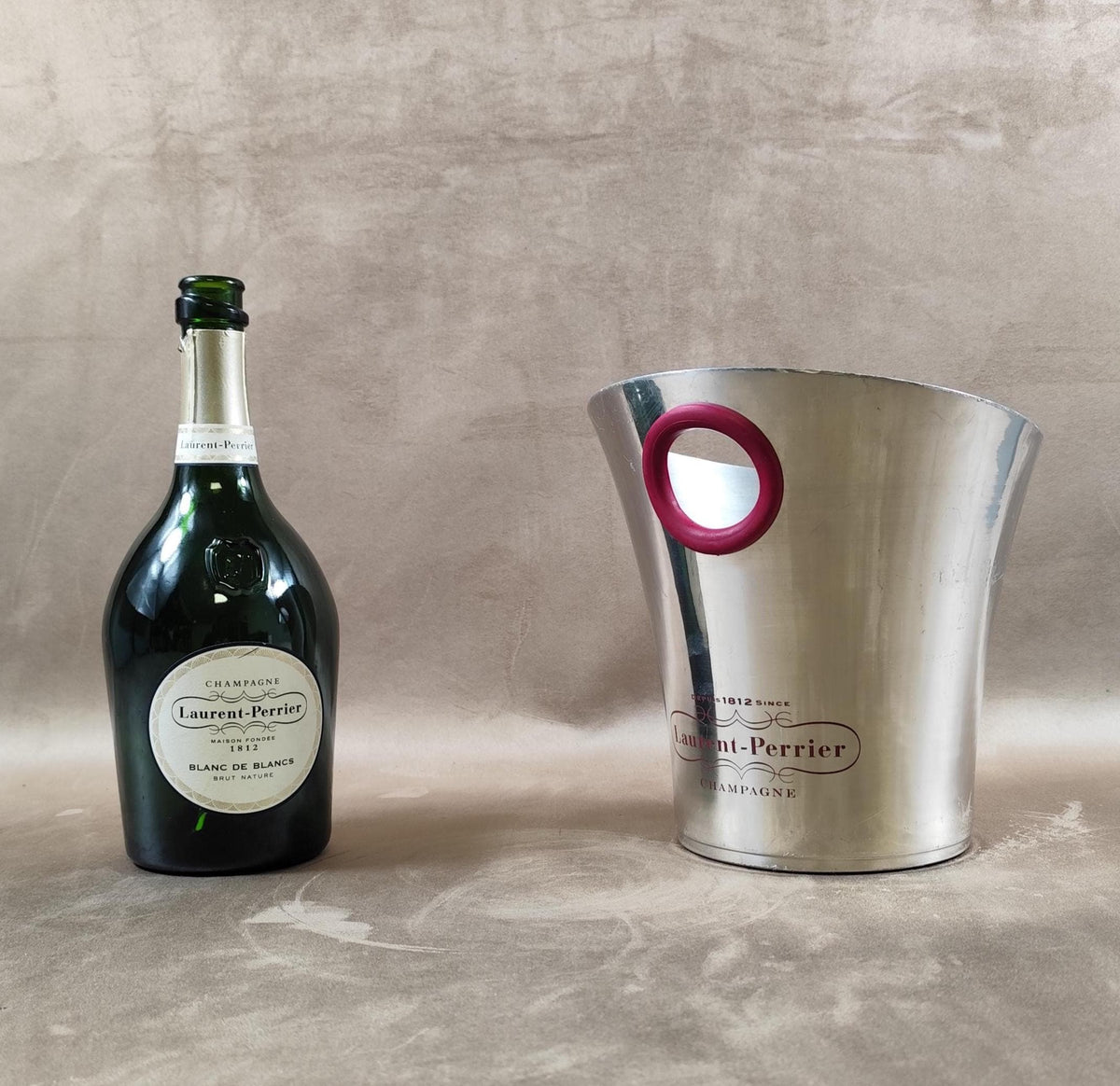 Seau à champagne Laurent-Perrier en métal argenté Modèle Argit Vintage
