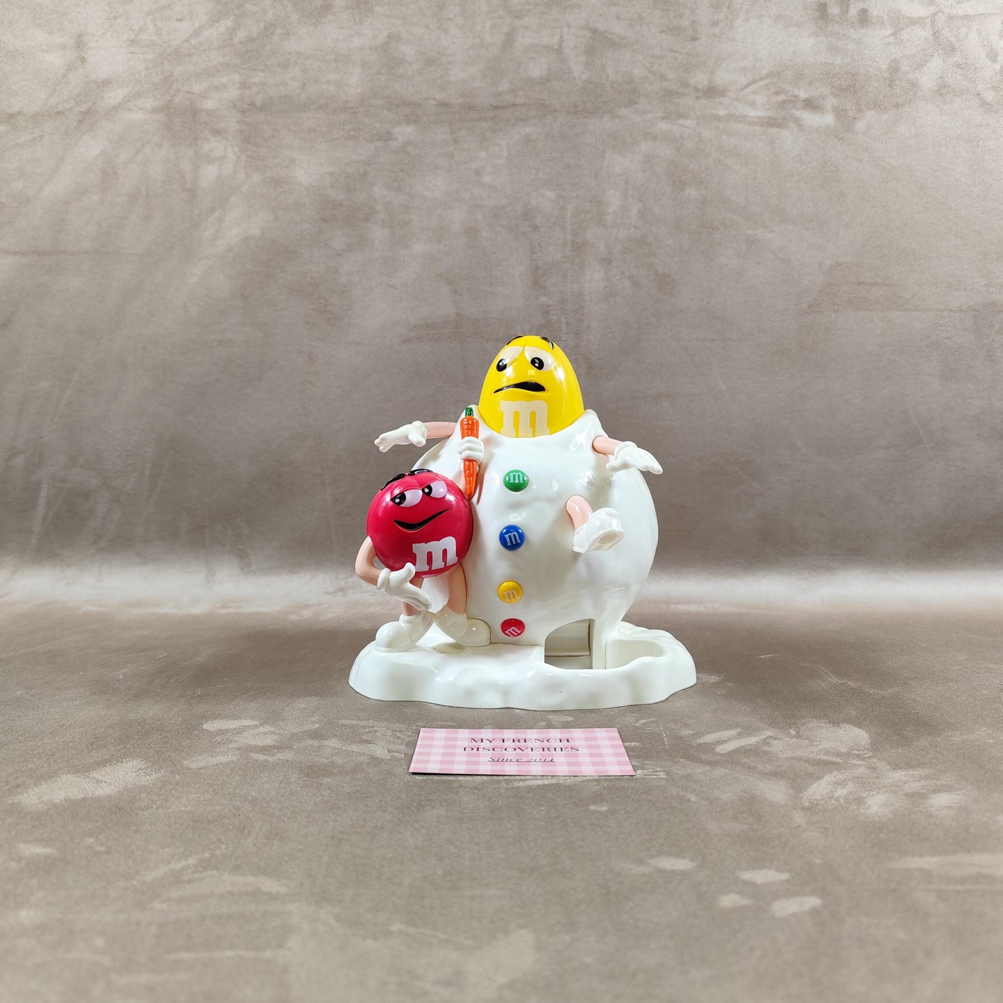 Distributeur de M&Ms vintage Modèle bonhomme de neige avec personnages jaune et rouge