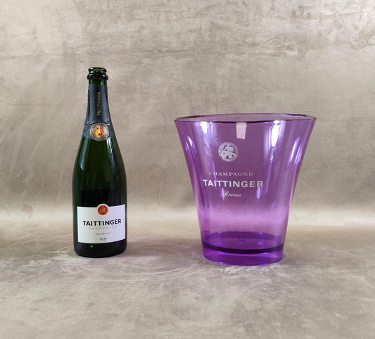 Seau à Champagne Taittinger Violet Seau à Glace Vintage en Plastique Objet de Bar Maison de Champagne Reims