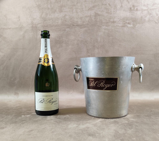 Seau à champagne Pol Roger vintage | Seau aluminium bistrot | Publicité ancienne champagne | Seau à vin collection