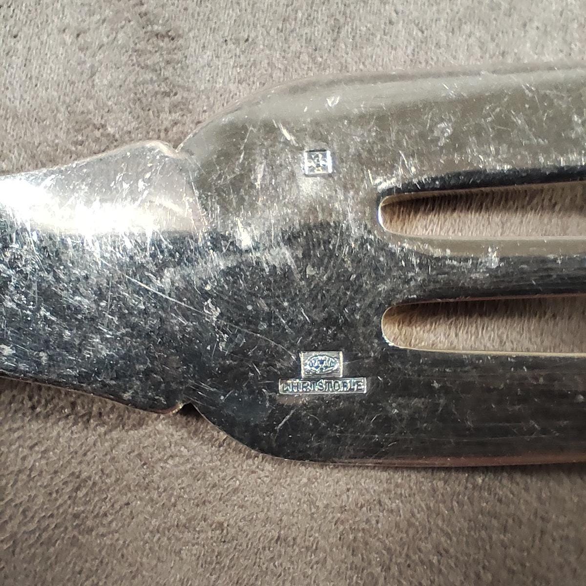 Service de 3 couverts de service CHRISTOFLE en métal argenté Fourchette, couteau et cuillère de service Art de la table France vintage