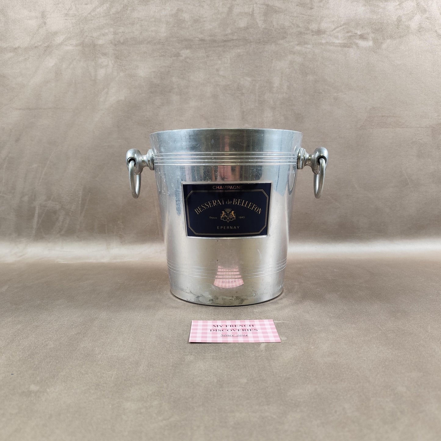 Seau à champagne Besserat de Bellefon en aluminium Argit Epernay Vintage français