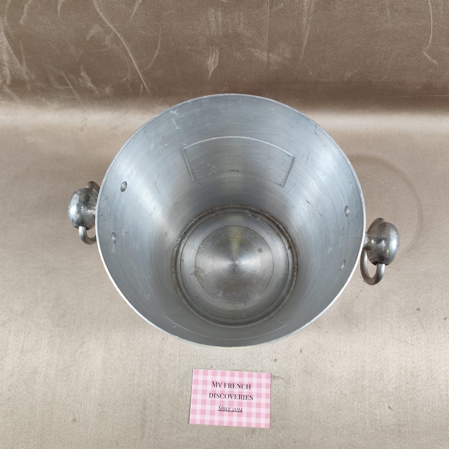 Seau à champagne Besserat de Bellefon en aluminium Argit Epernay Vintage français