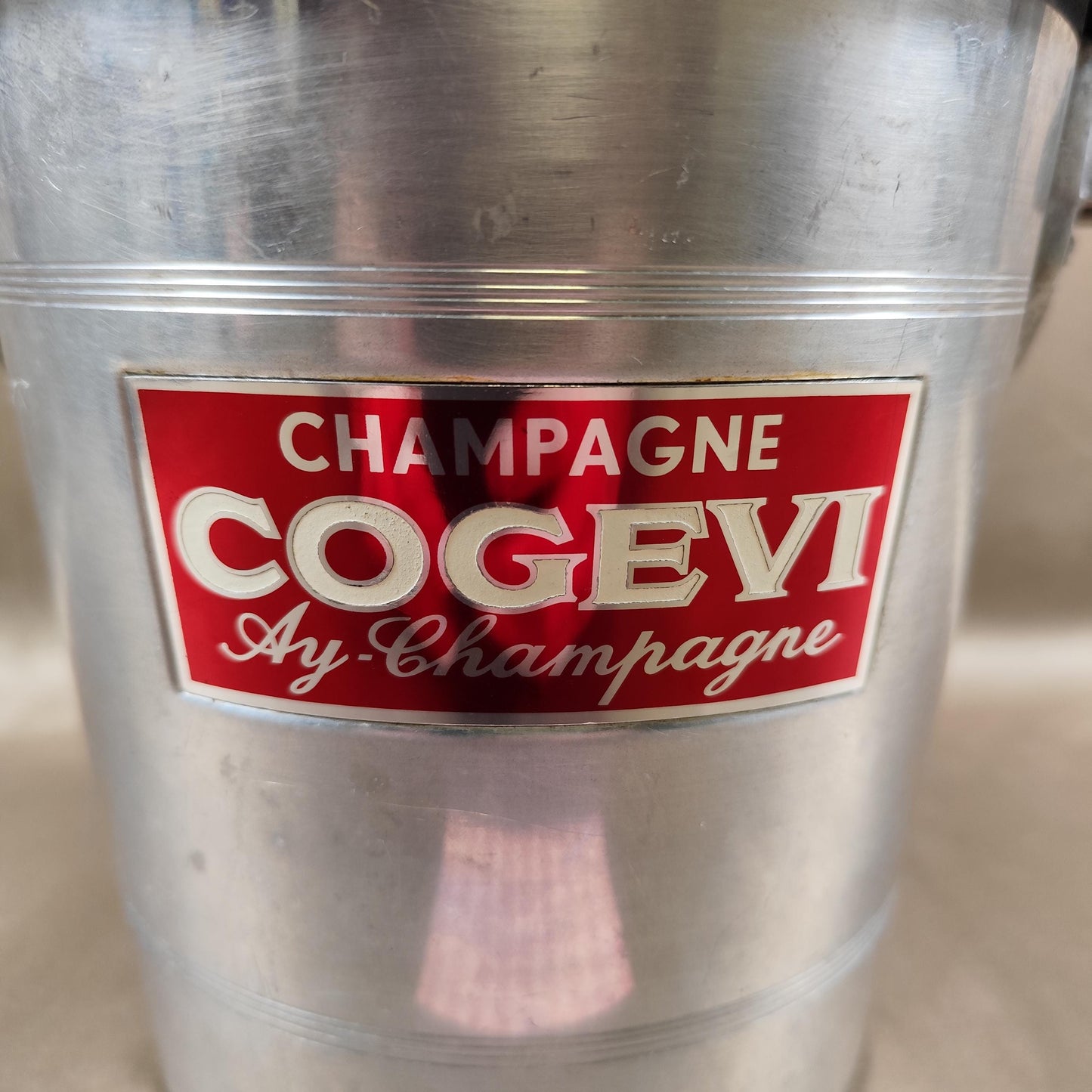 Seau à champagne Cogevi Ay-Champagne en aluminium Vintage français