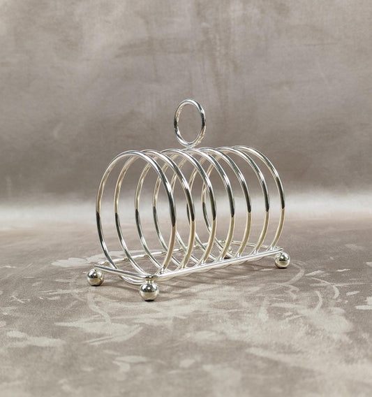 Porte-toast en métal argenté  Range-toast ancien  Accessoire de table vintage