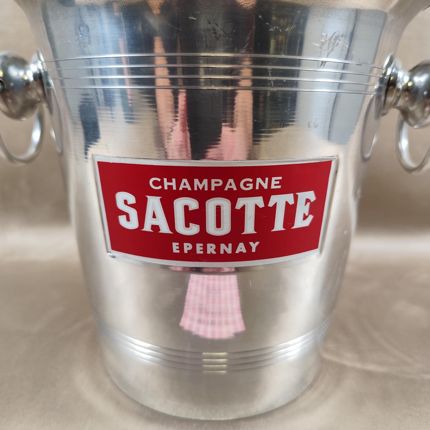 Seau à champagne Sacotte Epernay en aluminium Vintage maison de Champagne