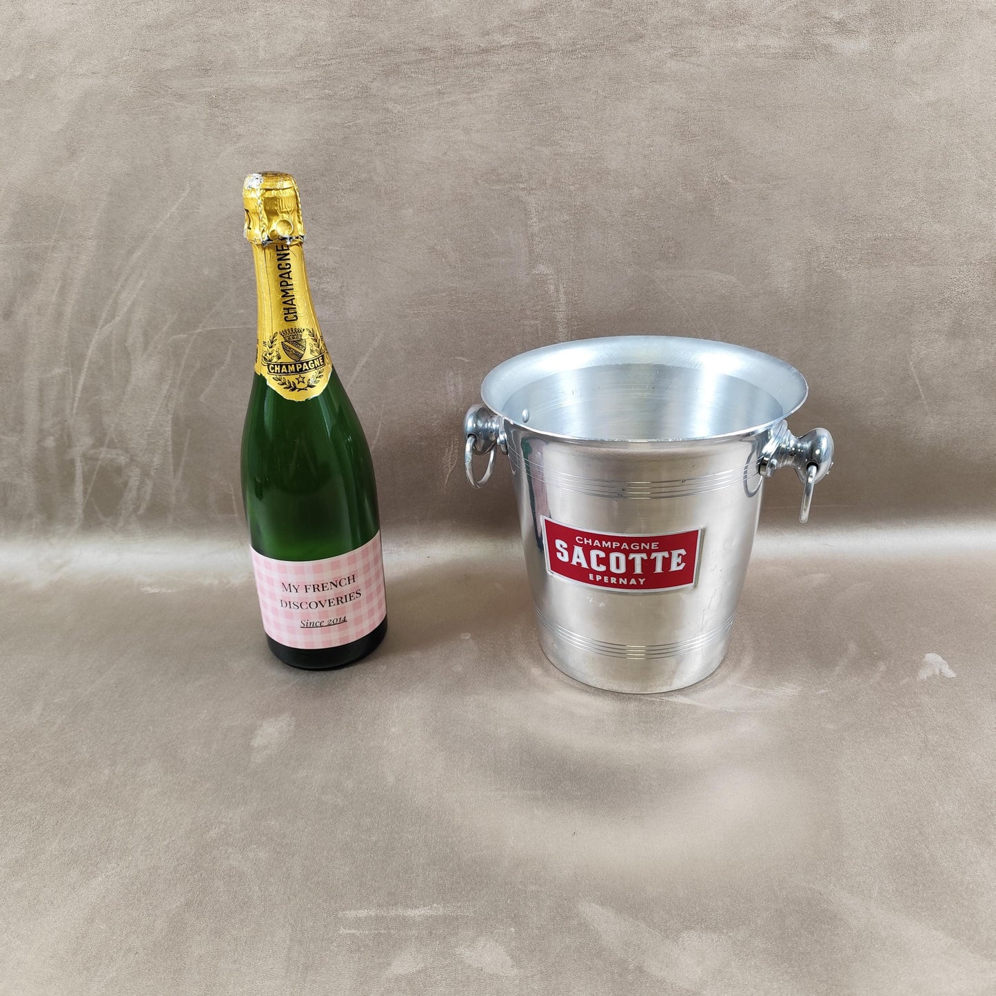 Seau à champagne Sacotte Epernay en aluminium Vintage maison de Champagne