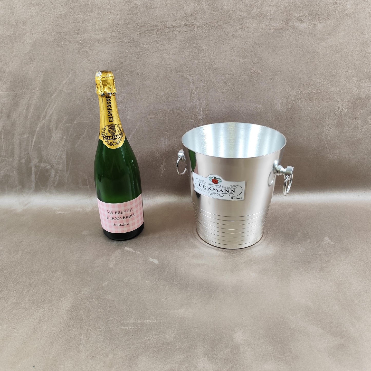 Seau à champagne Eckmann Reims en aluminium Vintage France