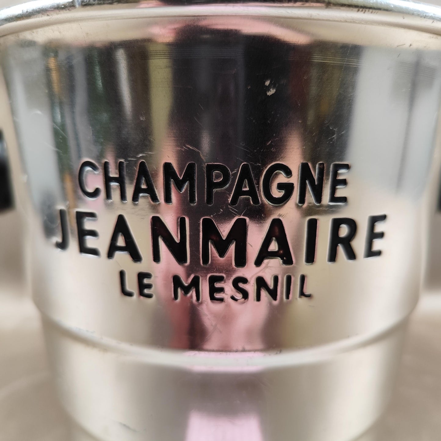 Seau à champagne Jeanmaire Le Mesnil en aluminium Seau vintage de bar