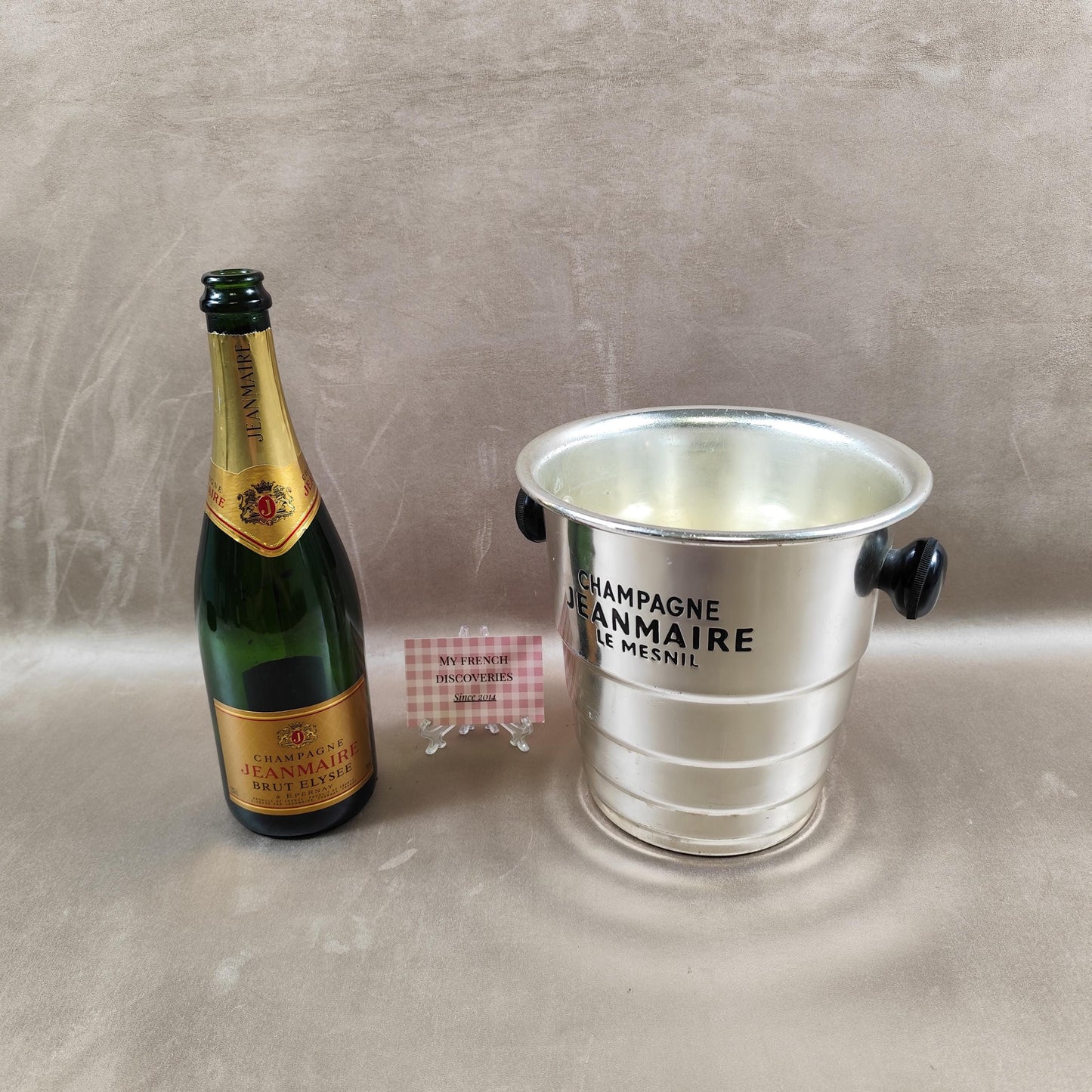 Seau à champagne Jeanmaire Le Mesnil en aluminium Seau vintage de bar