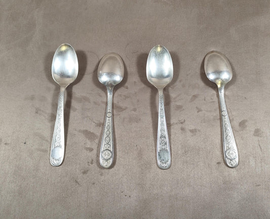 Lot de 4 grandes cuillères Christofle en métal argenté Modèle ancien 20 cm