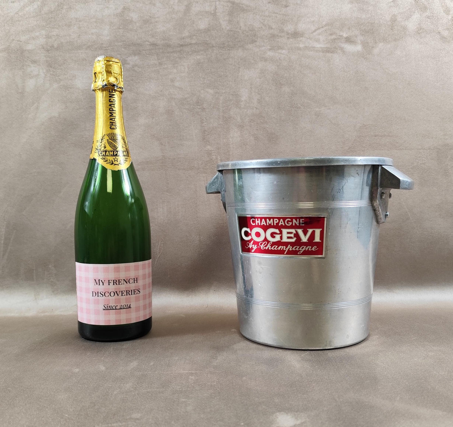 Seau à champagne Cogevi Ay-Champagne en aluminium Vintage français