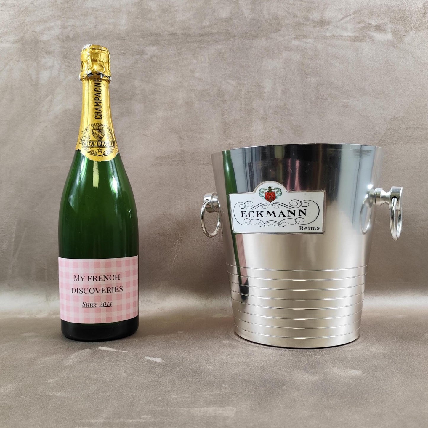 Seau à champagne Eckmann Reims en aluminium Vintage France