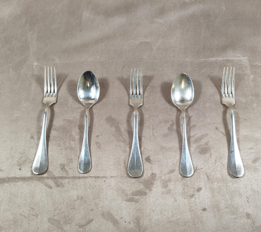 Lot de 5 fourchettes et cuillères Christofle modèle Hôtel Métal argenté Service vintage