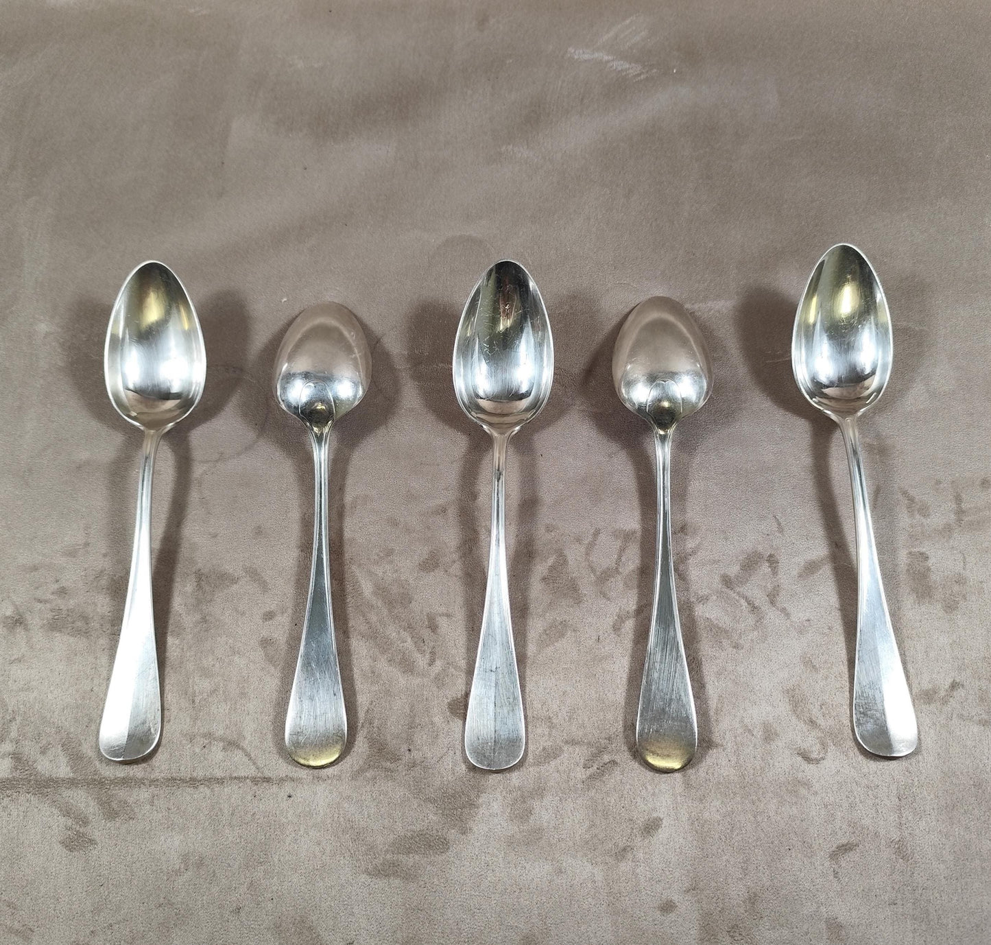 Ensemble de 5 cuillères Christofle en métal argenté Modèle Uniplat Made in France