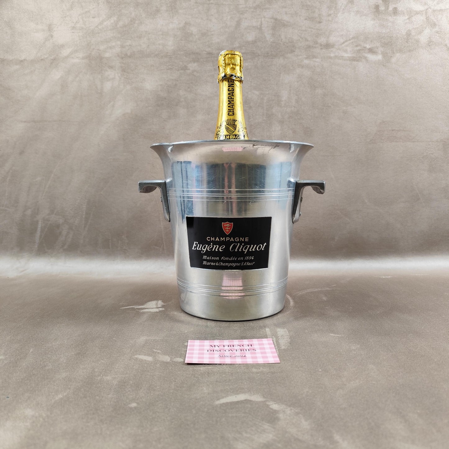 Seau à champagne Eugène Cliquot en aluminium Publicitaire Vintage