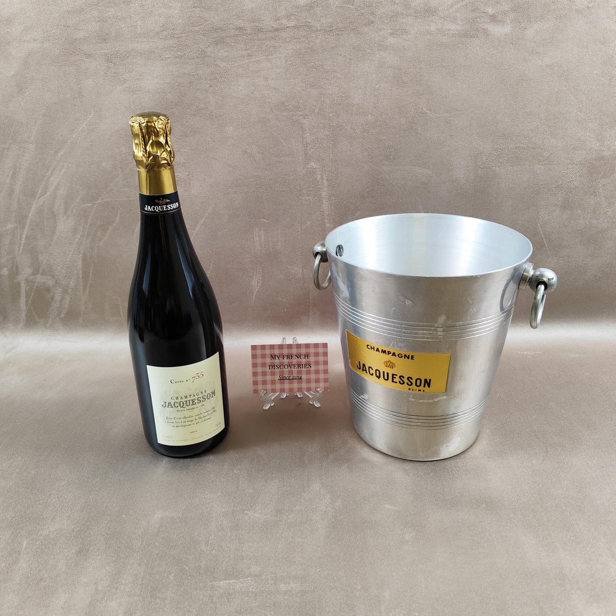 Seau à champagne Jacquesson en aluminium Publicitaire Vintage