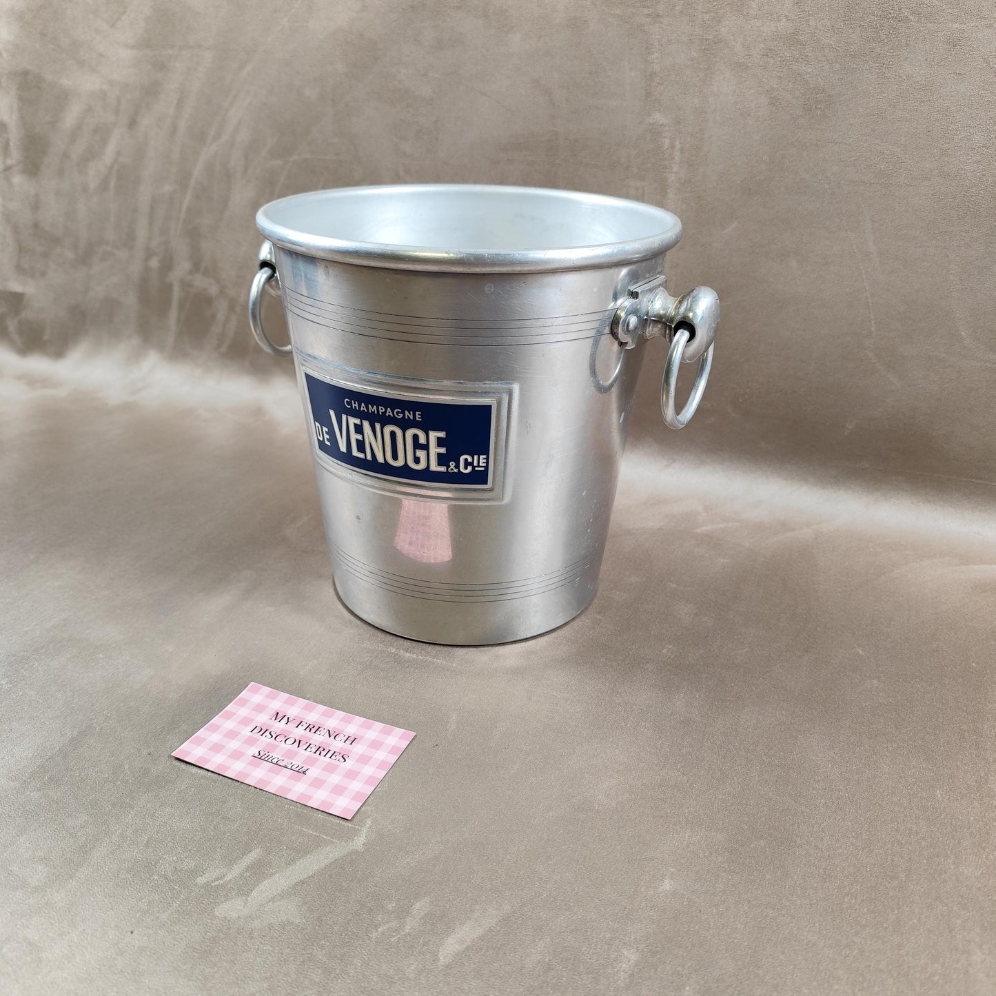 Seau à champagne De Venoge & Cie en aluminium Publicitaire Vintage