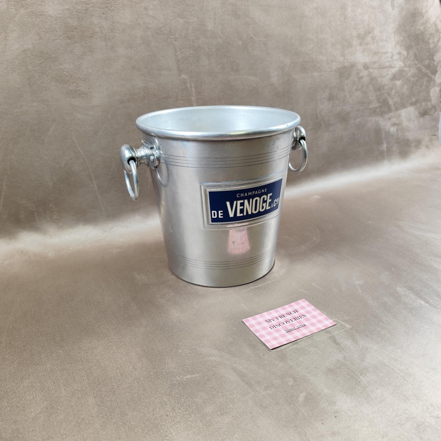 Seau à champagne De Venoge & Cie en aluminium Publicitaire Vintage