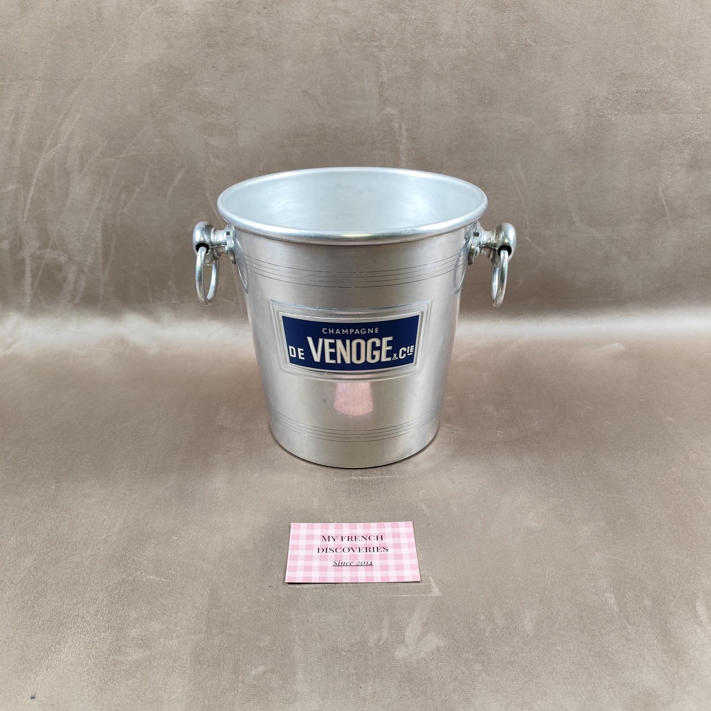 Seau à champagne De Venoge & Cie en aluminium Publicitaire Vintage