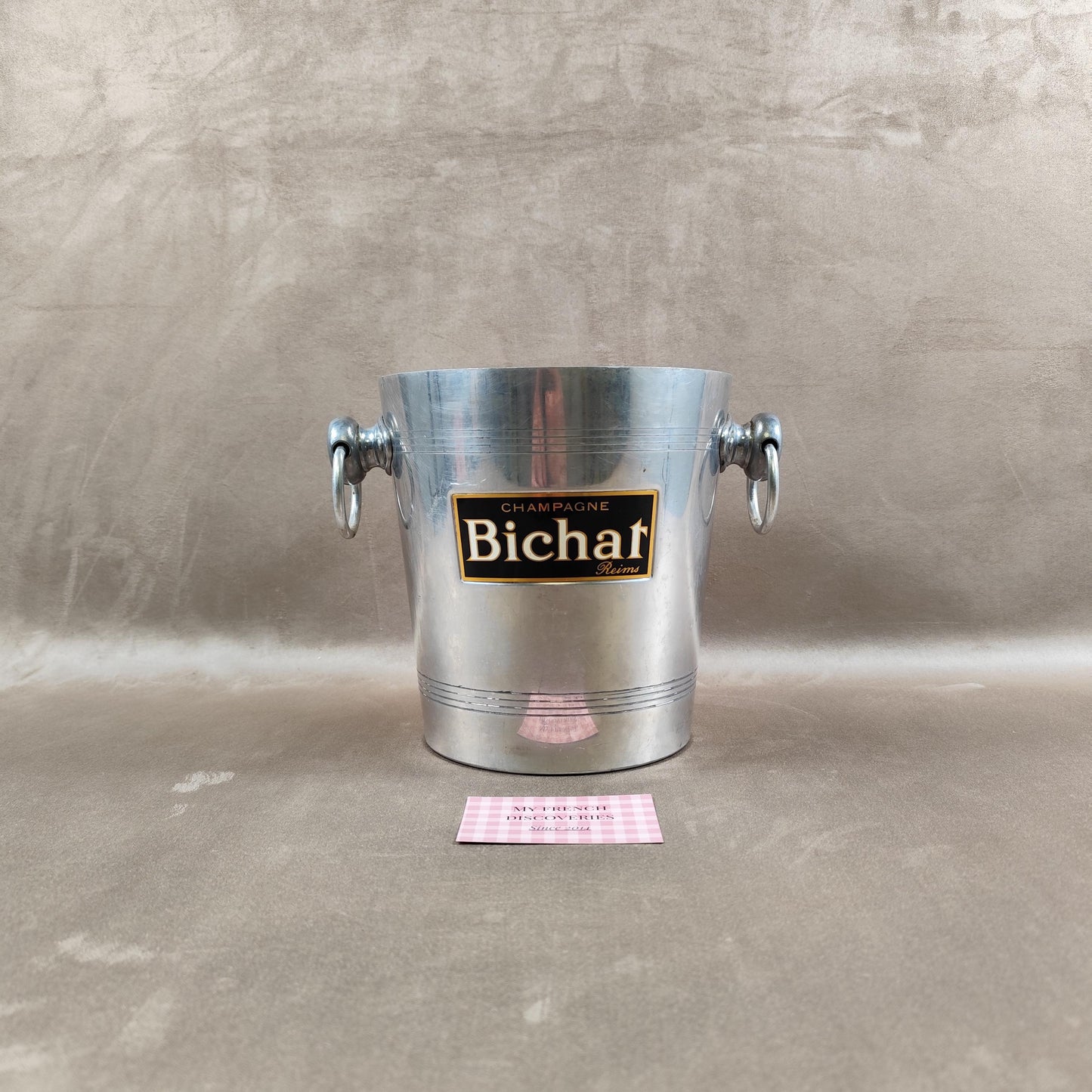 Seau à champagne Bichat Reims en aluminium Publicitaire Vintage