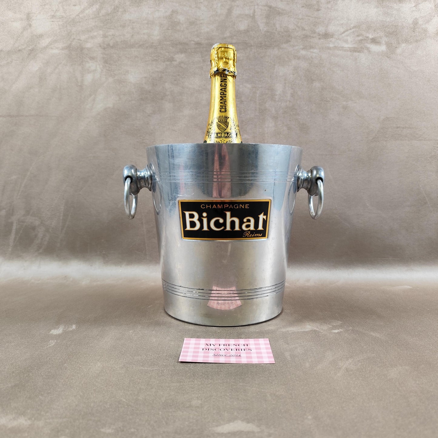 Seau à champagne Bichat Reims en aluminium Publicitaire Vintage