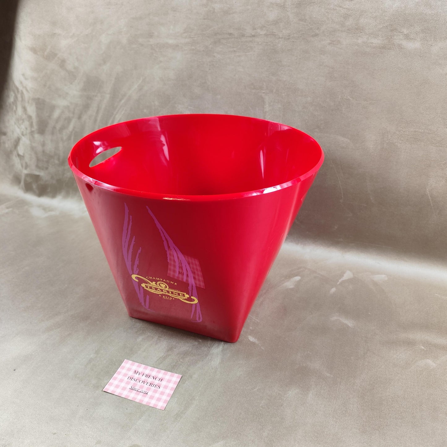 Seau à champagne Tsarine en plastique rouge Grand modèle publicitaire Vintage
