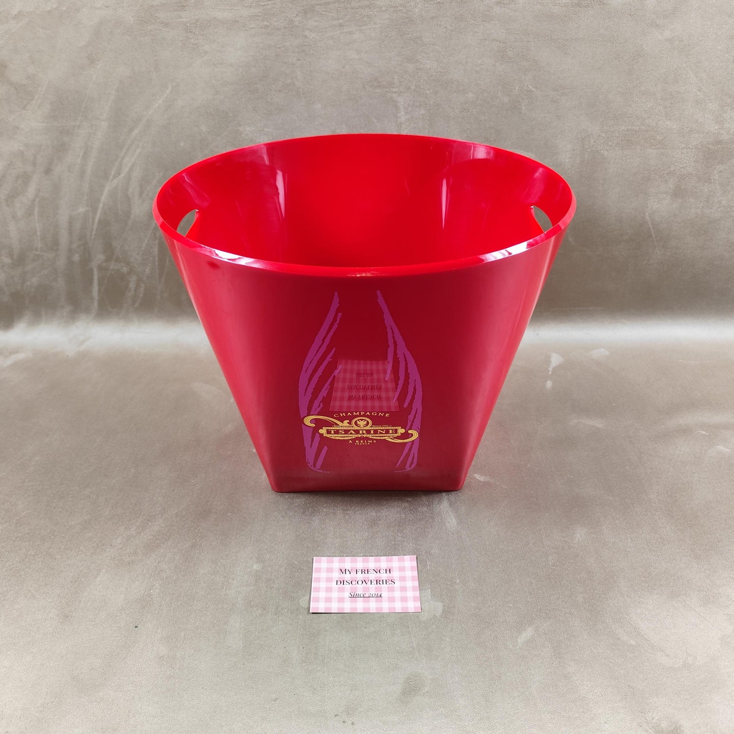Seau à champagne Tsarine en plastique rouge Grand modèle publicitaire Vintage
