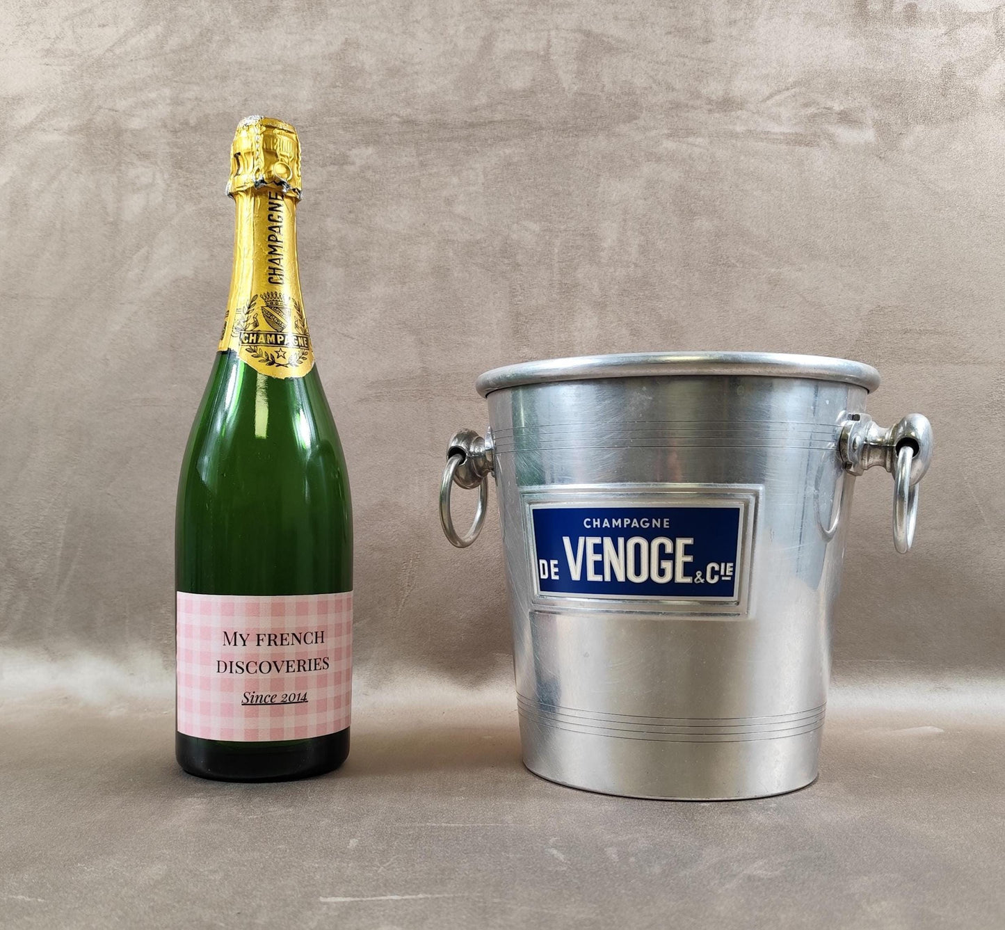 Seau à champagne De Venoge & Cie en aluminium Publicitaire Vintage