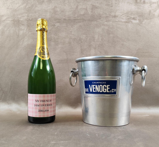 Seau à champagne De Venoge & Cie en aluminium Publicitaire Vintage