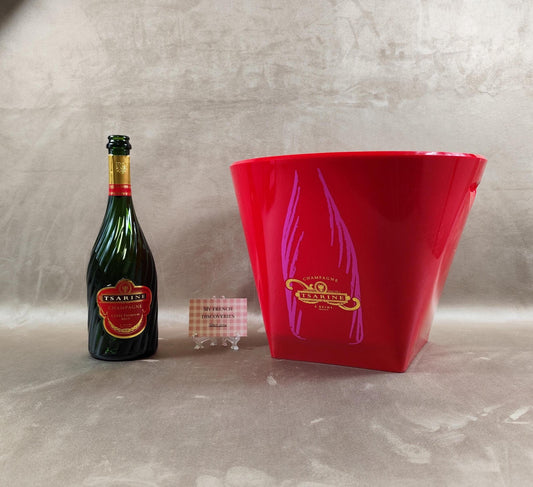 Seau à champagne Tsarine en plastique rouge Grand modèle publicitaire Vintage