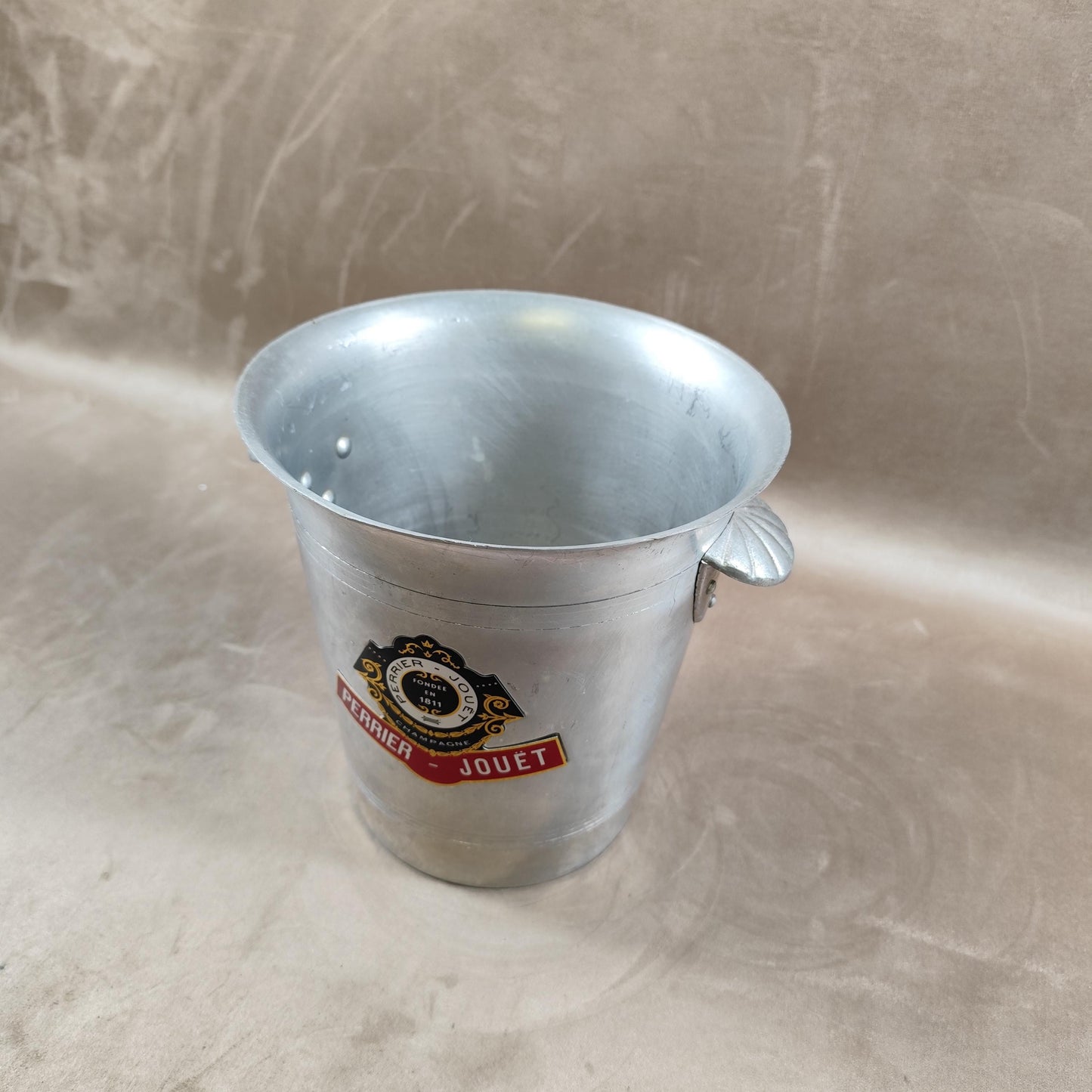 Seau à champagne Perrier-Jouët en aluminium  Vintage bistrot Années 1970