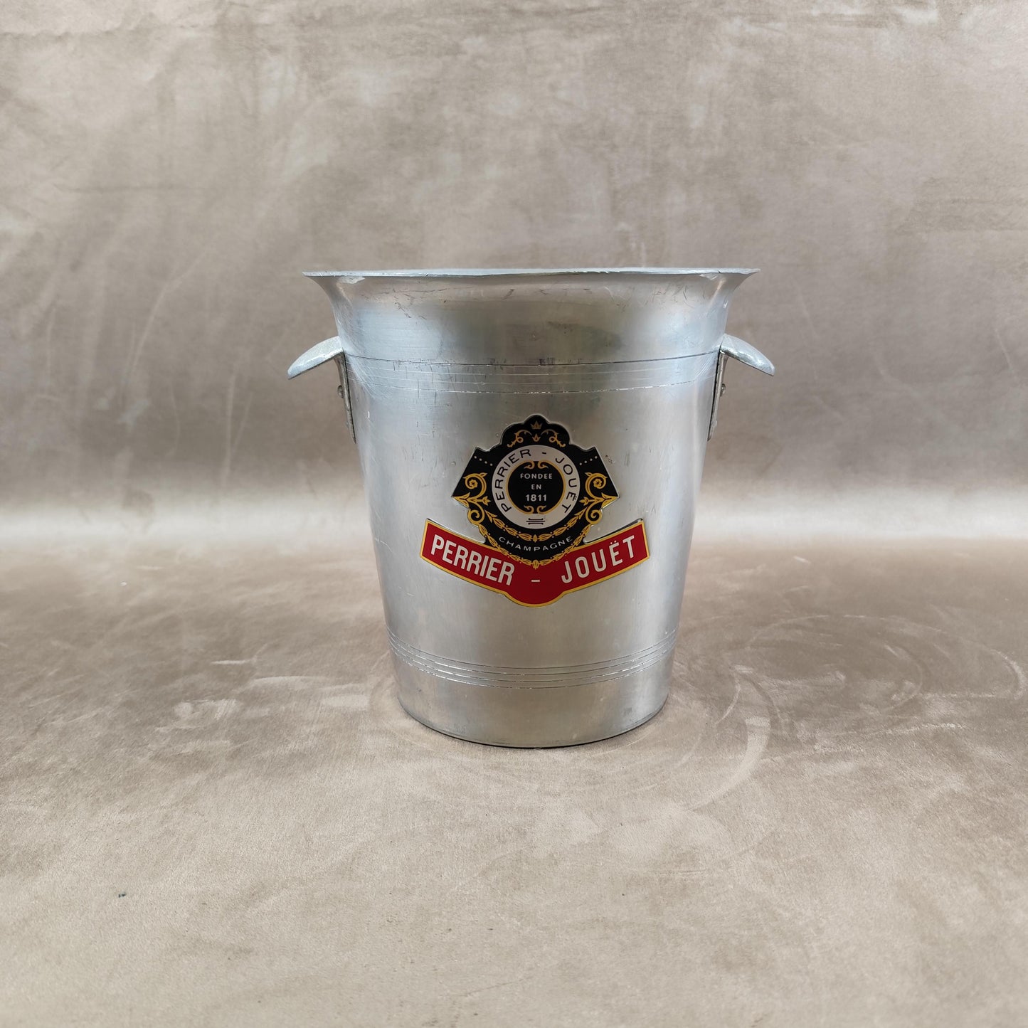 Seau à champagne Perrier-Jouët en aluminium  Vintage bistrot Années 1970