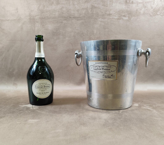 Seau à champagne Laurent Perrier en aluminium Vintage Reims 1960