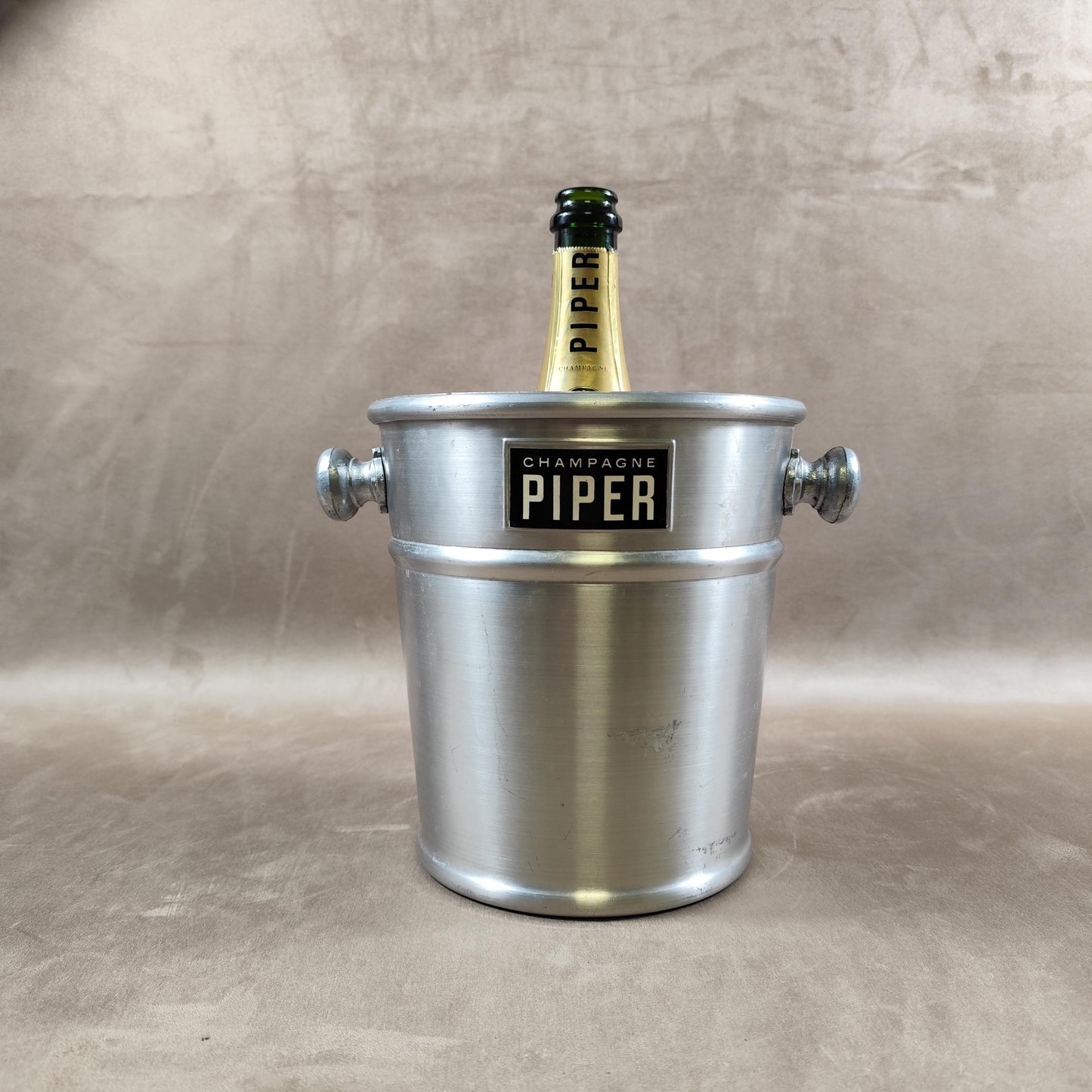 Seau à champagne Piper vintage en aluminium Seau publicitaire ancien