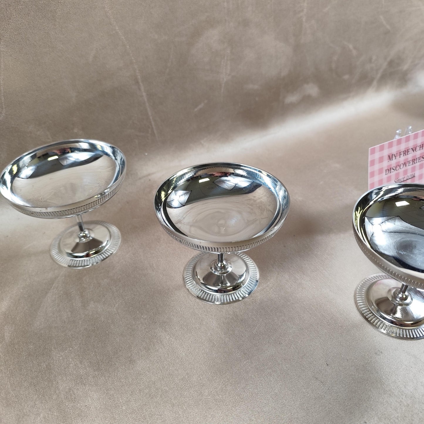 Lot de 6 coupes à glace en inox vintage Coupelles sur pied Art de la table rétro