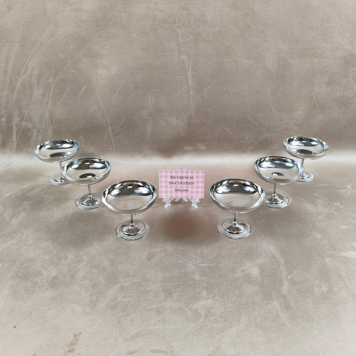 Lot de 6 coupes à glace en inox vintage Coupelles sur pied Art de la table rétro