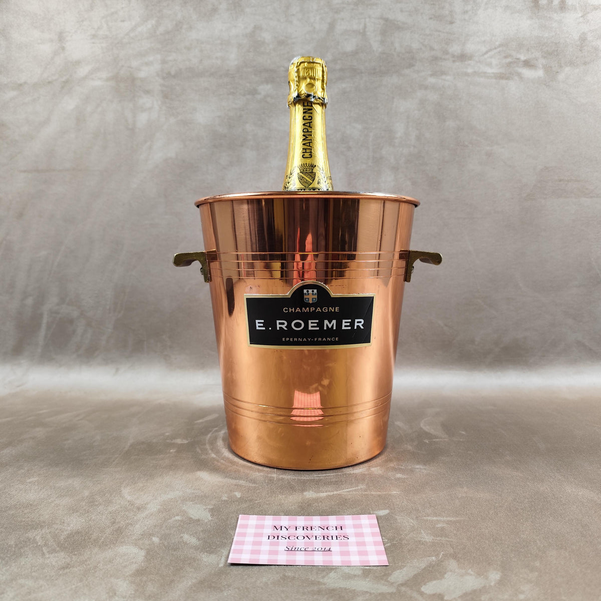 Seau à champagne E. Roemer couleur cuivre Publicitaire Épernay
