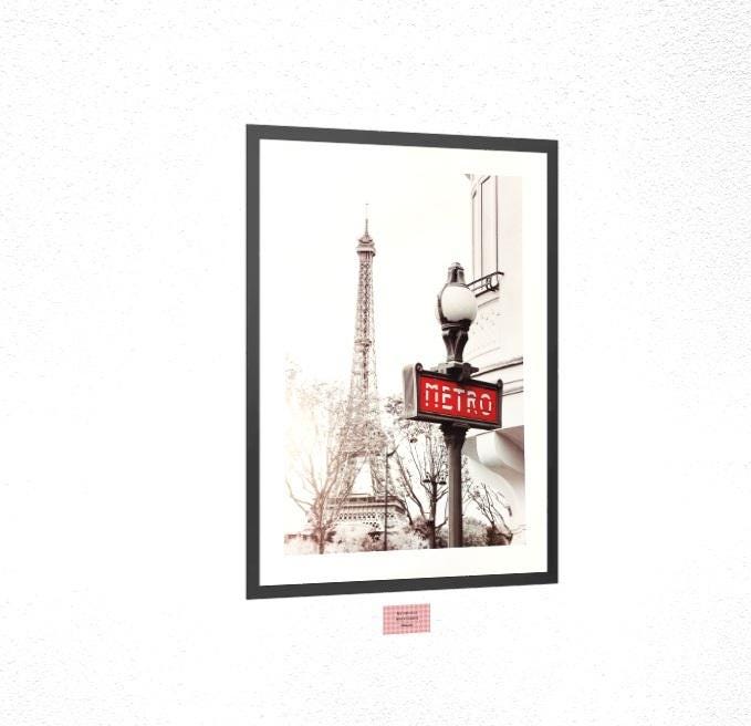 Affiche Paris Tour Eiffel et métro Photographie décorative Format 70 x 50 cm sans cadre
