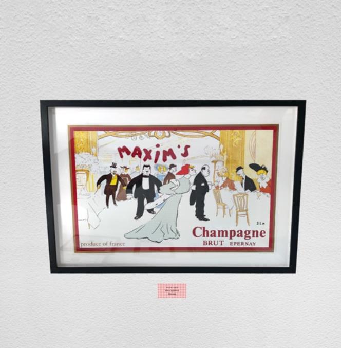 Affiche Champagne Maxims par SEM Illustration publicitaire Format 61 x 40 cm sans cadre