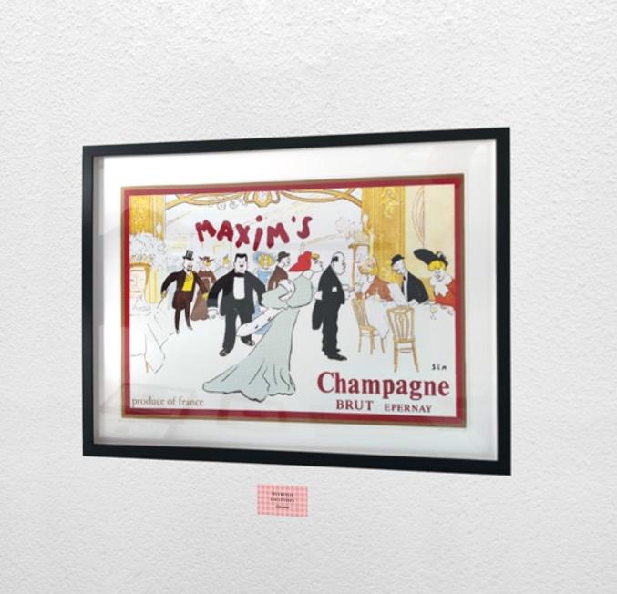 Affiche Champagne Maxims par SEM Illustration publicitaire Format 61 x 40 cm sans cadre
