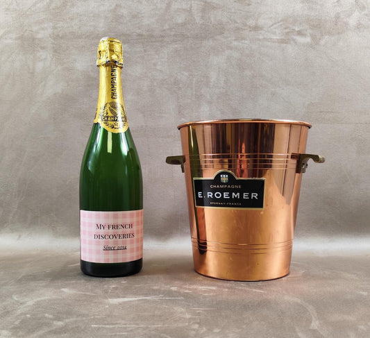 Seau à champagne E. Roemer couleur cuivre Publicitaire Épernay