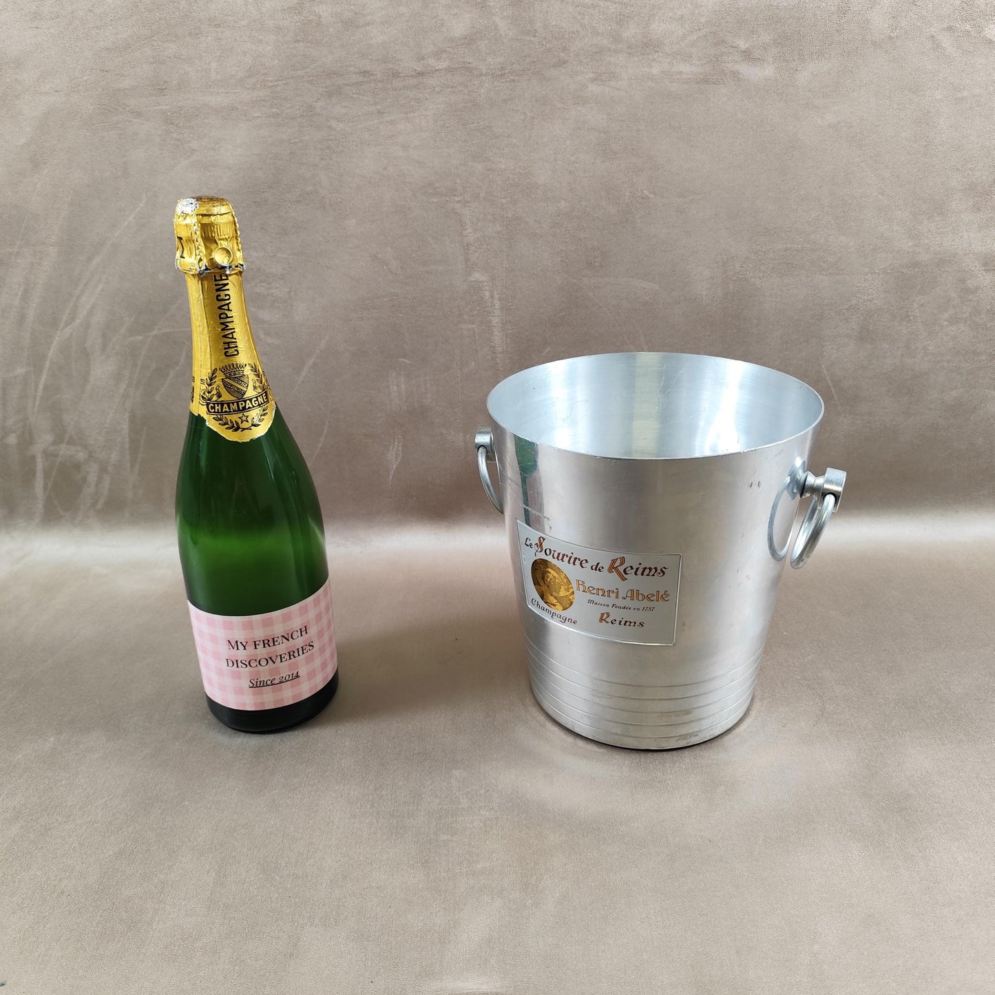Seau à champagne Henri Abelé «Le Sourire de Reims» Modèle Argit Meaux Vintage